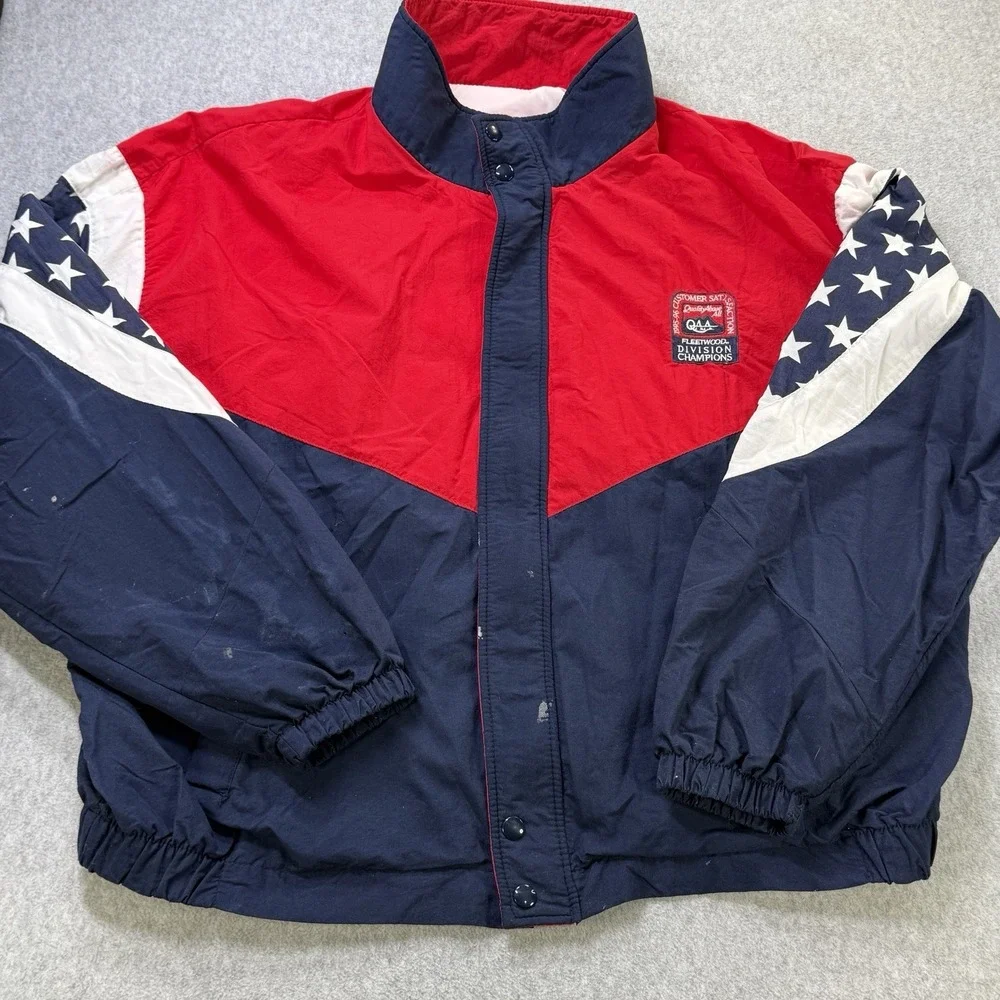 Vintage 90s Fleetwood USA‎ Flag Jacket 1995-96 Division Champions Patriotic